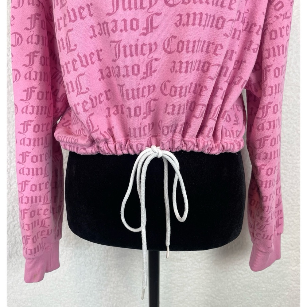 JUICY COUTURE x F21 • Pink Logo Print Long Sleeve Cropped Tie Sweatshirt, M - Picture 12 of 16